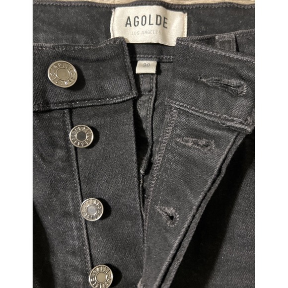Agolde Denim - Agolde Riley Long High Rise Straight Leg Button Fly Black Jeans Size 30 (32x28)